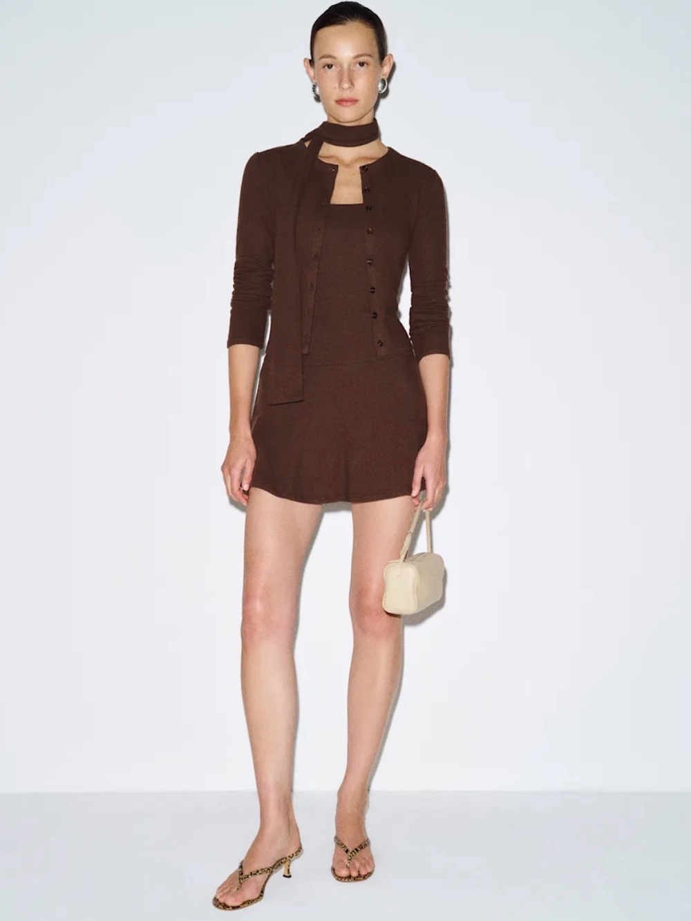 Nara Knit Cardigan Set in Mole Brown. - NWT - Picture 3 of 9
